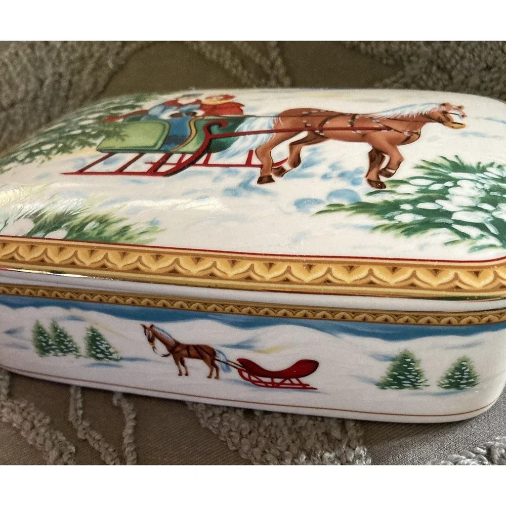 Trinket Box Horse Drawn Winter Sleigh Christmas 6